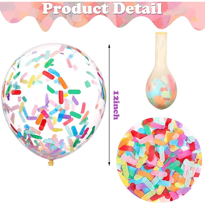 10pcs / Pak Balon Confetti 12inci Warna Campur Bahan Latex Untuk Dekorasi Pesta Ulang Tahun Anak