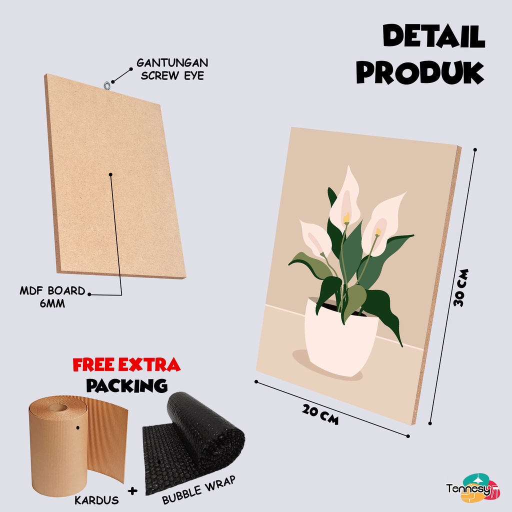 TENNESY HIASAN DINDING FLOWER INDOOR 20x30CM WALL DEKOR PAJANGAN KAYU POSTER DEKORASI DINDING KAMAR TIDUR RUMAH