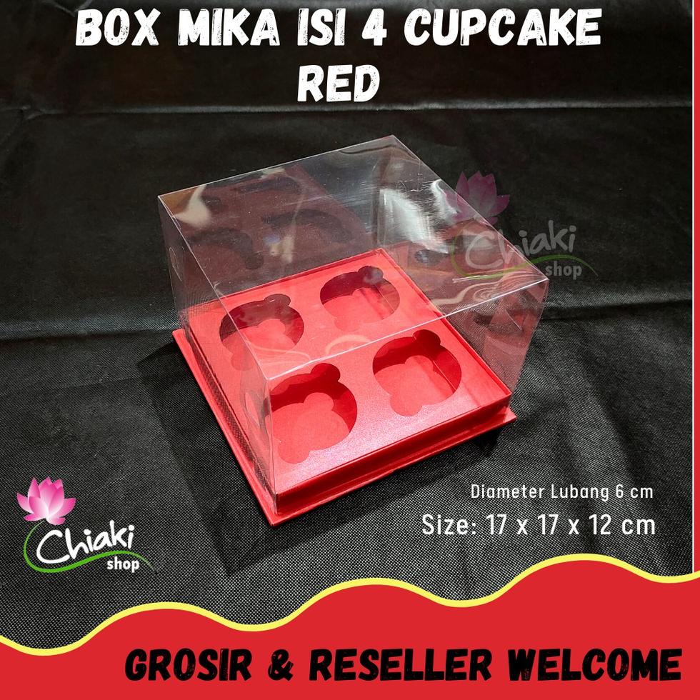 

ㅨ Box Mika ALAS MERAH 17 x 17 x 12 cm Cupcake isi 4 Cake Pudding Tart Dus RED Karton Doos Kotak Chiaki ㅱ