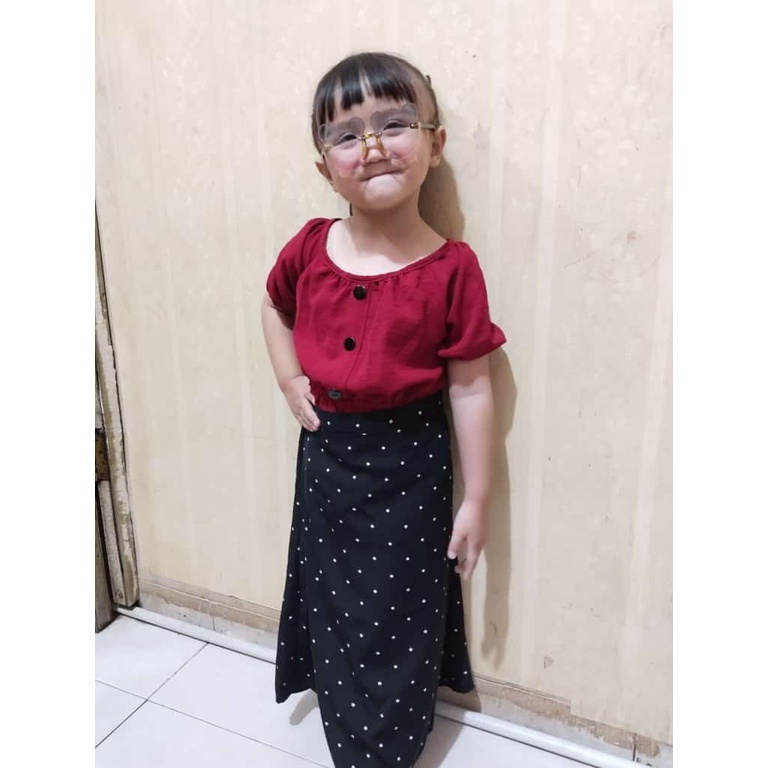 Jimmedy.id - Skirt Anak/Rok Anak Perempuan Polkadot Bahan Woolpeach Premium Untuk Usia 3-9 Tahun