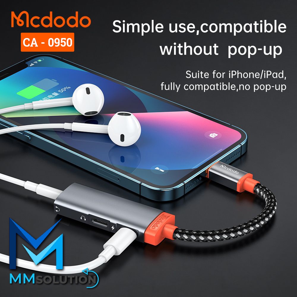 MCDODO CA-0950 Converter Splitter IPHONE + Jack 3.5MM + Dual Lightning