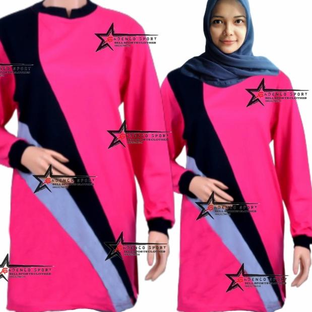 Kaos Olahraga Muslim/Baju Atasan Olahraga Model Muslim - pink, M