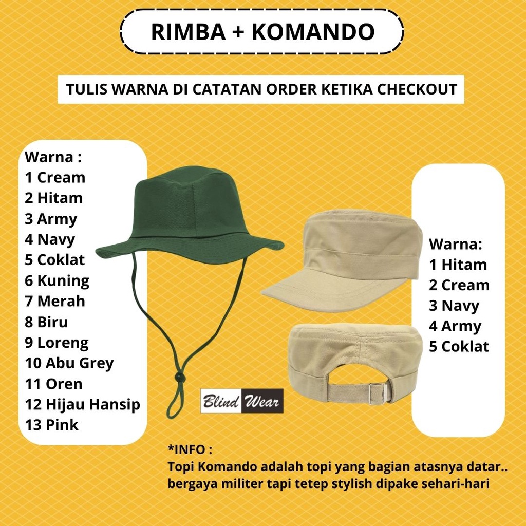 Paket Hemat Topi Rimba Dan Baseball Polos Premium Pria Wanita Laki Perempuan