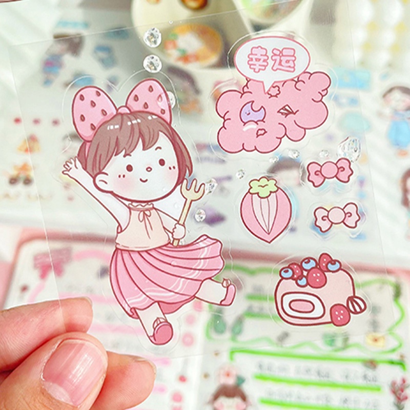 100 Lembar Stiker Motif Kartun Perempuan Untuk Dekorasi DIY