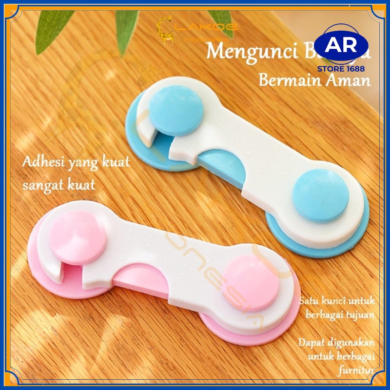 AR-KUNCI PENGAMAN LACI LEMARI KULKAS / PENGAMAN PINTU KULKAS LEMARI / 3M ADHESIVE CHILD LOCK / BABY SAFETY LOCK