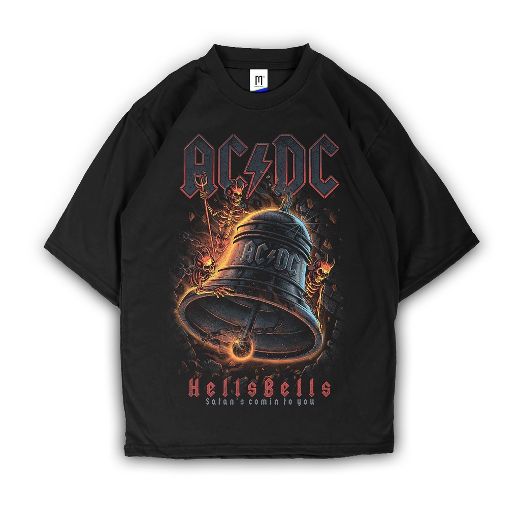 Kaos metal ACDC - HELLS BELLS Tshirt band  baju Premium pria wanita