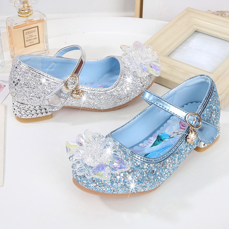 Terbaru Frozen Angel Girls Pesta Pernikahan Sepatu Hak Tinggi + Kotak Sepatu MEWAH INDAH sepatu anak perempuan