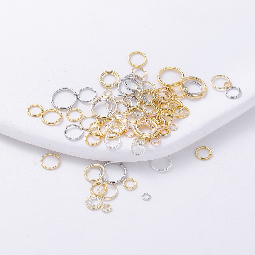 St .Kunkka 50Pcs / Set Cincin Lapis Emas 18K Untuk Membuat Perhiasan DIY