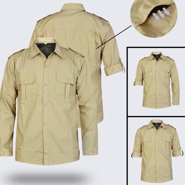 KEMEJA PDL LAPANGAN OUTDOR KEMEJA KERJA LENGAN PANJANG - Abu-abu, S