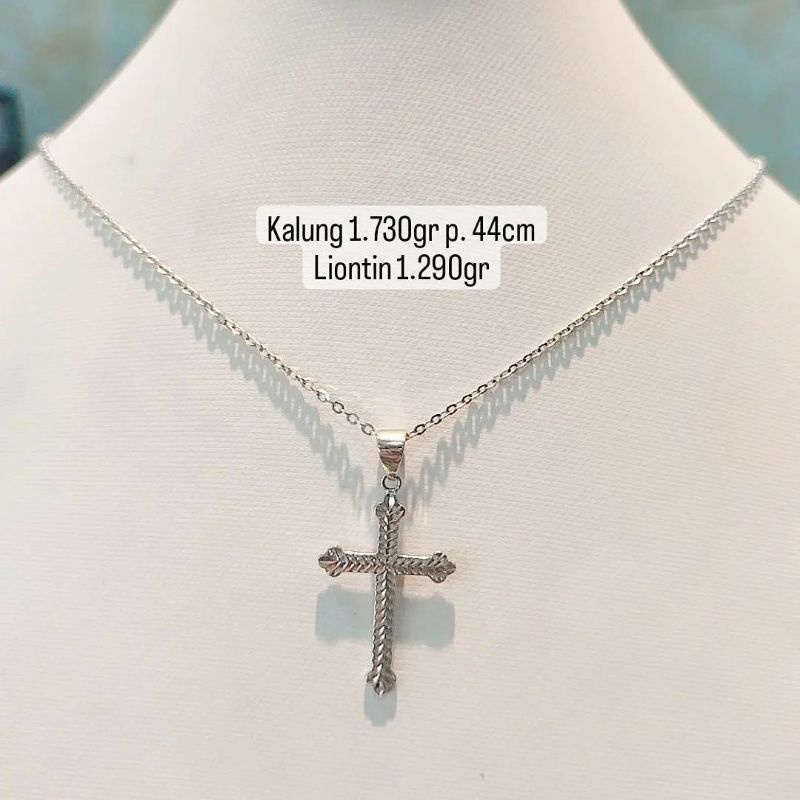 Kalung liontin emas putih kadar 375%