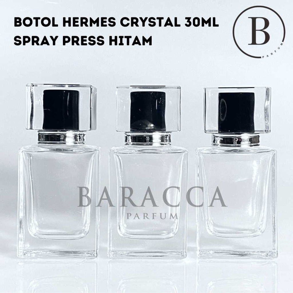 Botol Parfum Crystal 30ML Press Hitam -  Botol Crystal Press - Botol Hermes 30ML