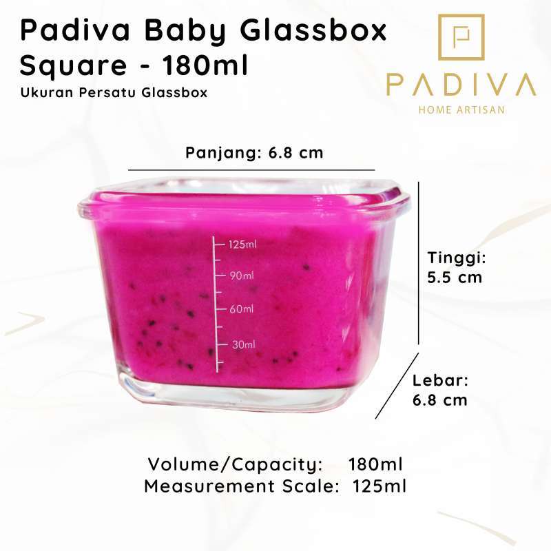 Padiva Baby Food Glassbox Square 180ml (3pcs) (GBB180S)