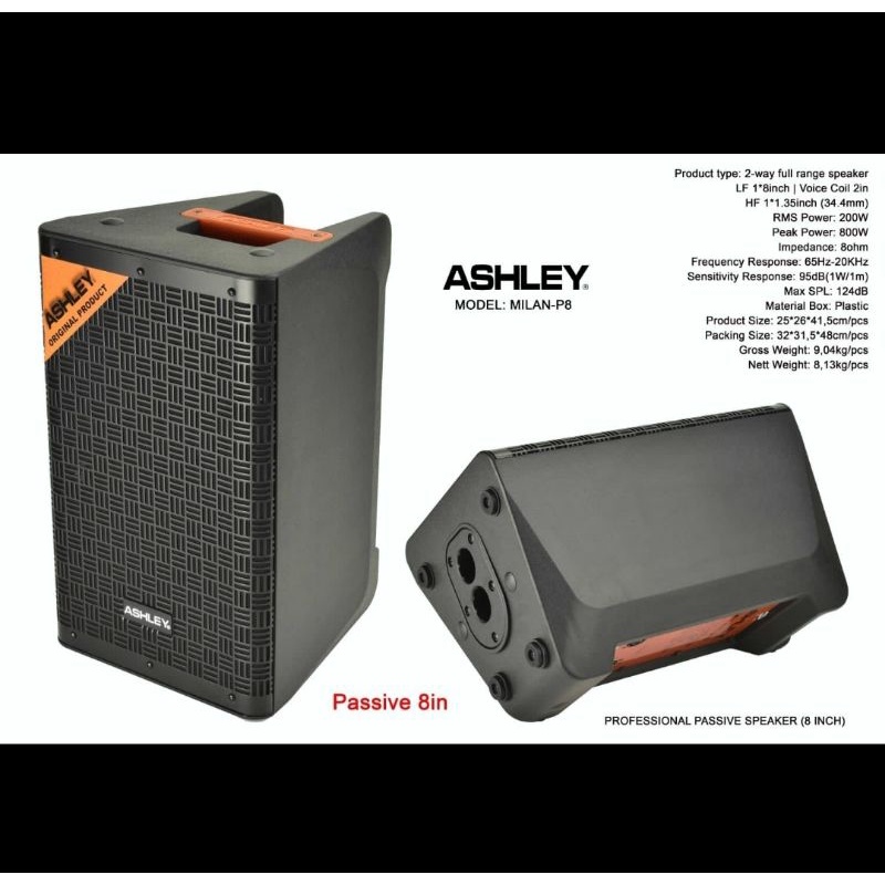 speaker ashley milan p8 p 8 8inch speaker pasif passive original