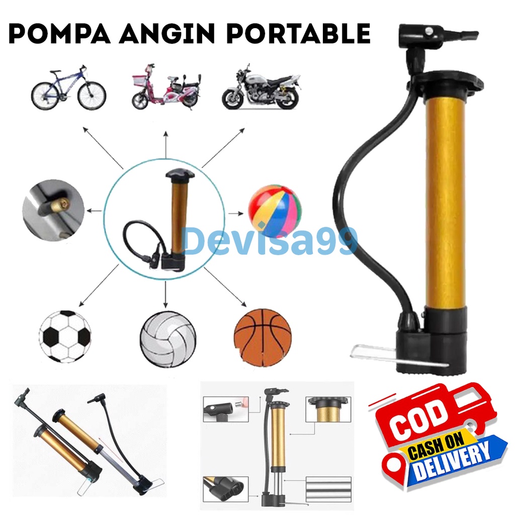 POMPA ANGIN PORTABLE / POMPA BAN SEPEDA / POMPA BOLA POMPA MULTIFUNGSI SERBAGUNA