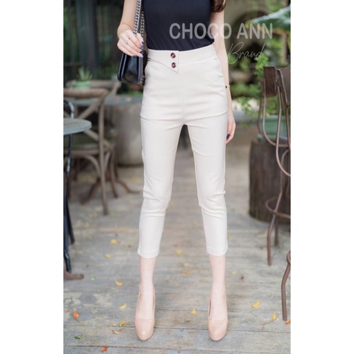 Celana Choco Ann Button Highwaist Pants 7/8 Zipper Samping D11 ORIGINAL IMPORT BANGKOK