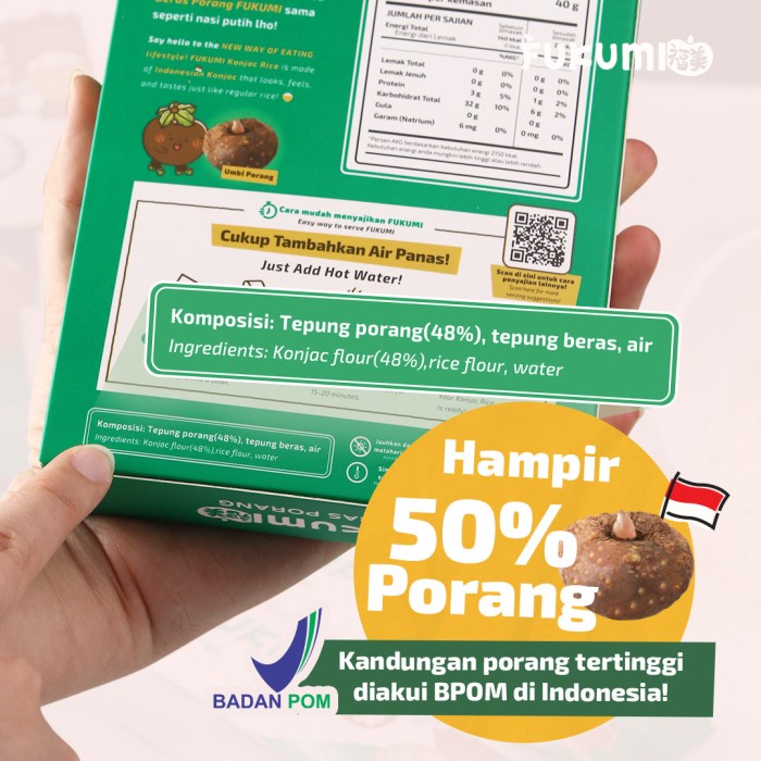 

Fukumi Beras Porang Shirataki Diet Low Calorie Sachet Box Konjac Rice