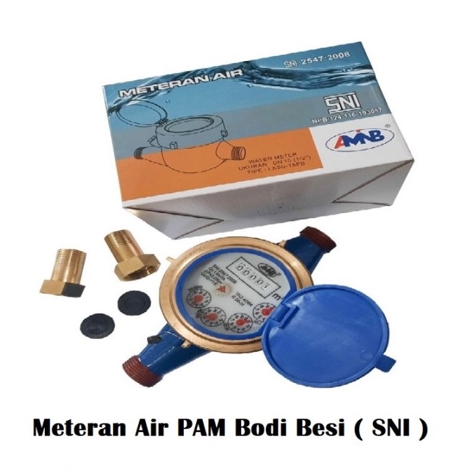 (COD) Meteran Air Besi SNI / Meteran Air PAM Body Besi SNI MERK AMNB 1/2 Inch