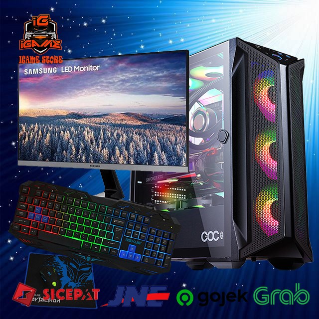 Paket Lengkap Full SET PC GAMING RYZEN 5 4600G - Monitor 24&quot; Super Mantap Siap Gaming