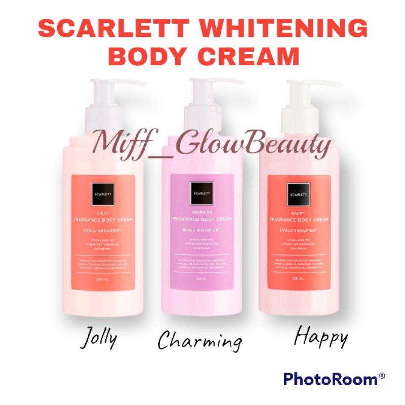 Miffglow - scarlett whitening body cream happy jolly charming original 100%