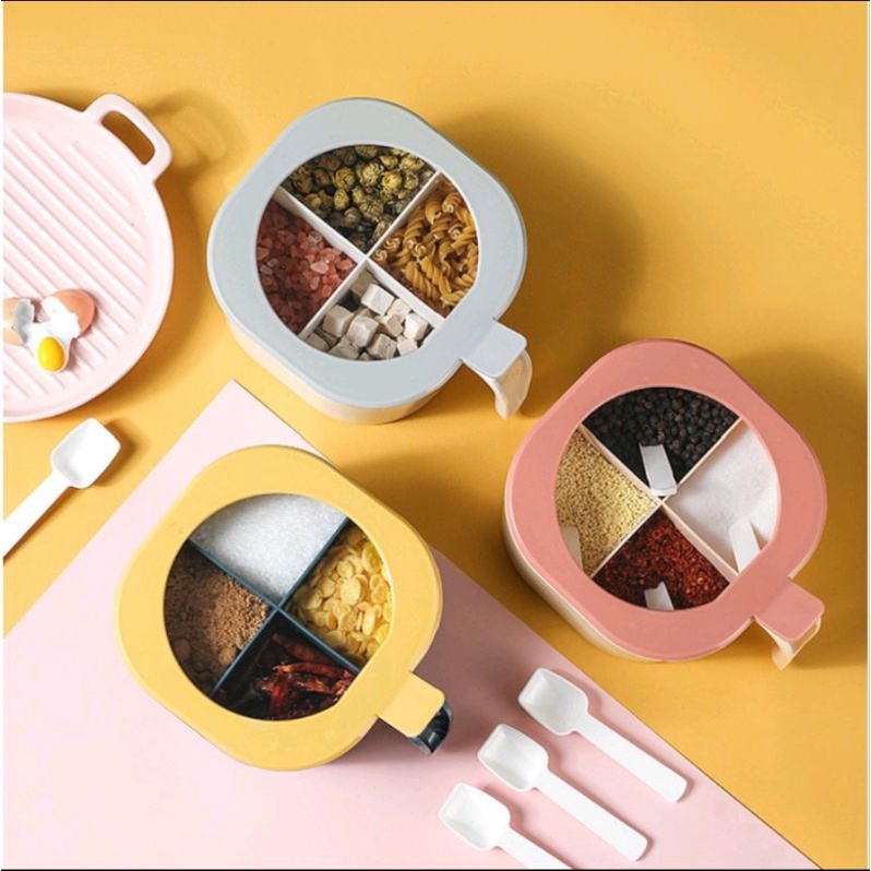 Tempat Bumbu Dapur Set Kotak 4 IN 1 Wadah Portable Garam