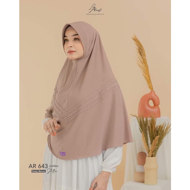 Hijab jilbab Khimar kerudung jumbo plisket pet antem Arrafi 643