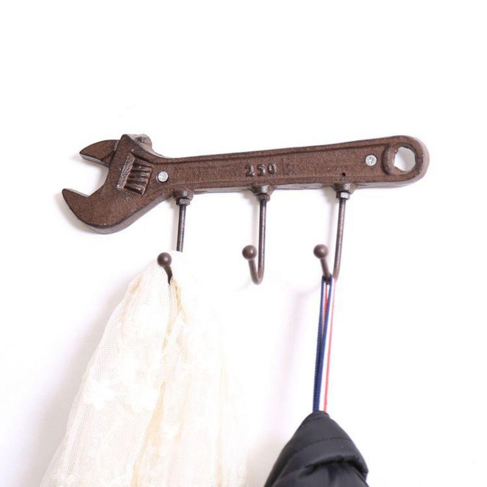 【 ELEGANT 】 Hook Cast Iron Retro Untuk Toko Bar Taman Gaya Industri Bentuk Spanner Metal Hanger