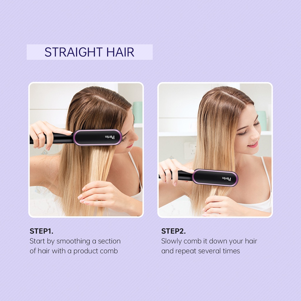 Perfin PFJF03  Pelurus Rambut Catok Sisir Listrik Hair Straightener Curler 2 in 1