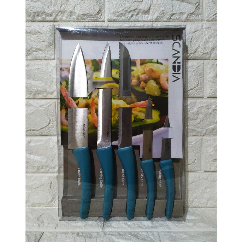 Jual Jysk Scandia Pisau Anzo Knife 5 Pcs Set / Pisau Set Jysk / Jysk Pisau Set / Jysk Knife Set