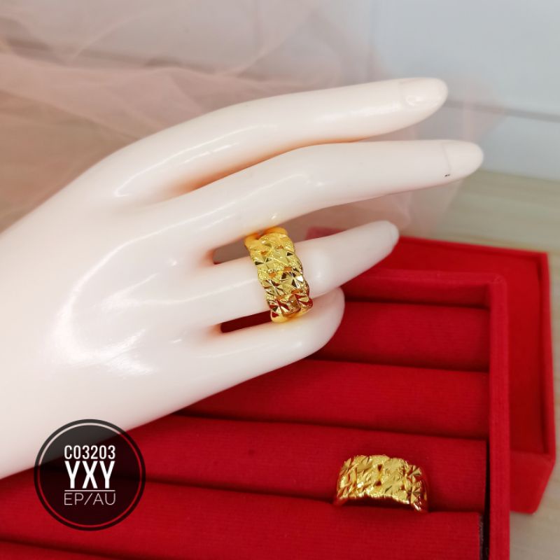 Cincin Yaxiya Motif Rantai Warna 24k C03203