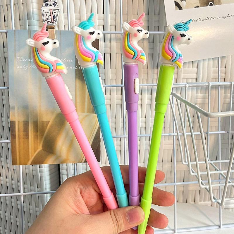 Bolpoin lampu Pulpen Pena Unicorn Premium Tinta Gel Perempuan Anak Journaling Tipis Karakter Pink Pastel Kado Anak Perempuan Alat Tulis Tempat Pensil Sekolah Back To School