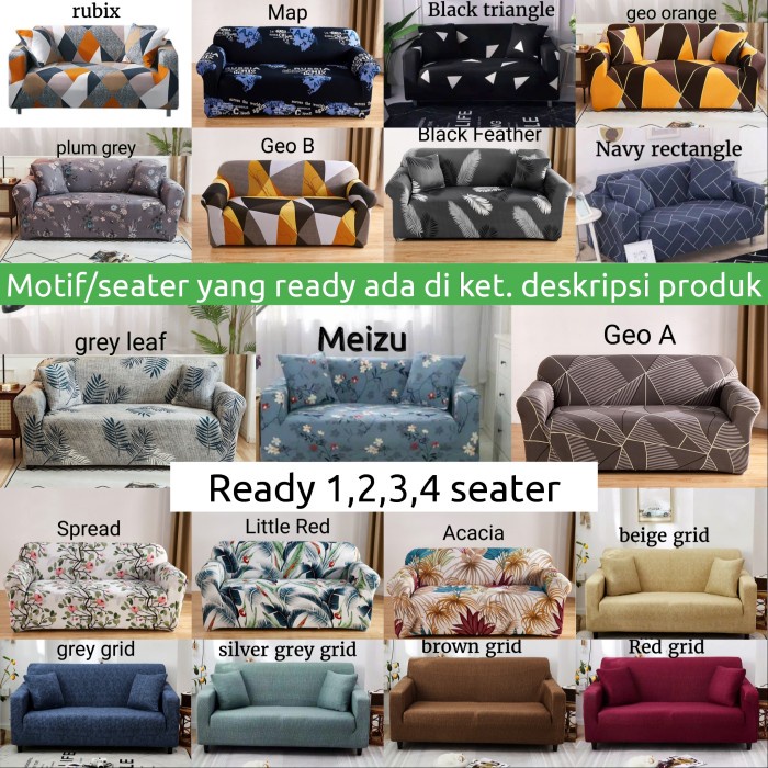 TERLARIS Cover Sofa 3 SEATER Import Sarung Sofa Stretch Kain Sofa 3 Seater /GORDEN JENDELA/GORDEN