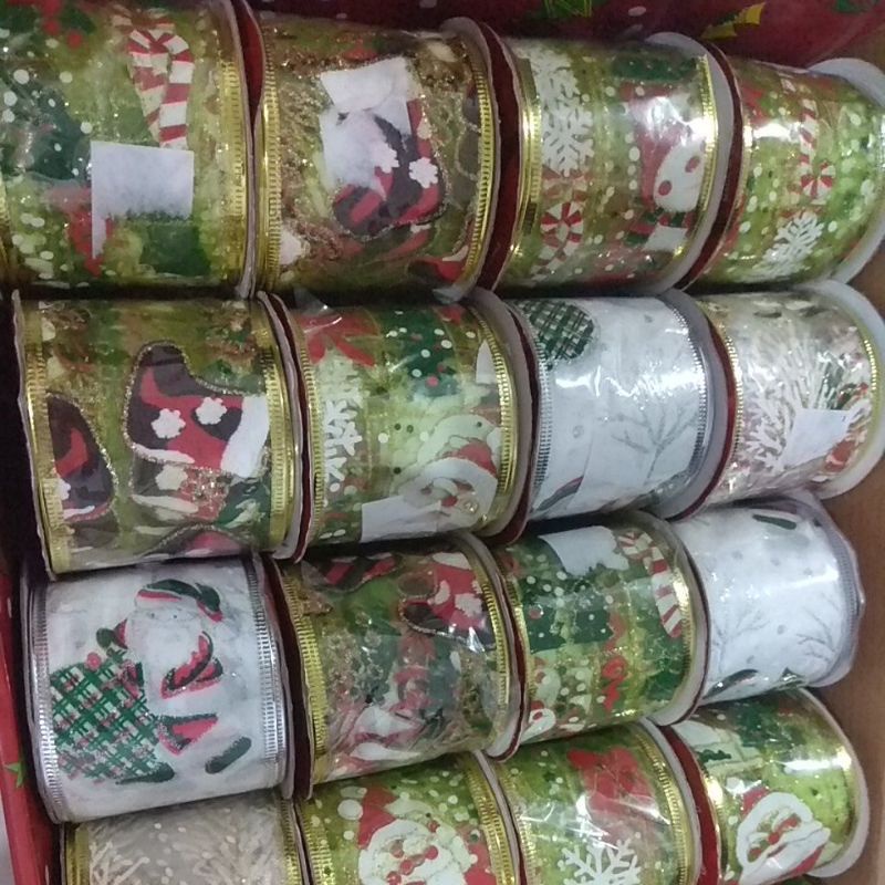 

pita natal 2inchi organza transparan tepi kawat