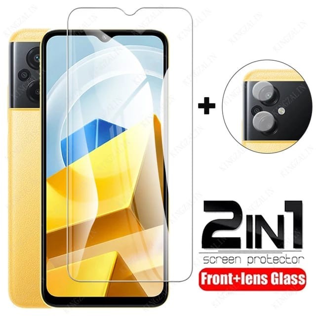 POCO M5 TEMPERED GLASS CLEAR 2IN1 LAYAR &amp; KAMERA