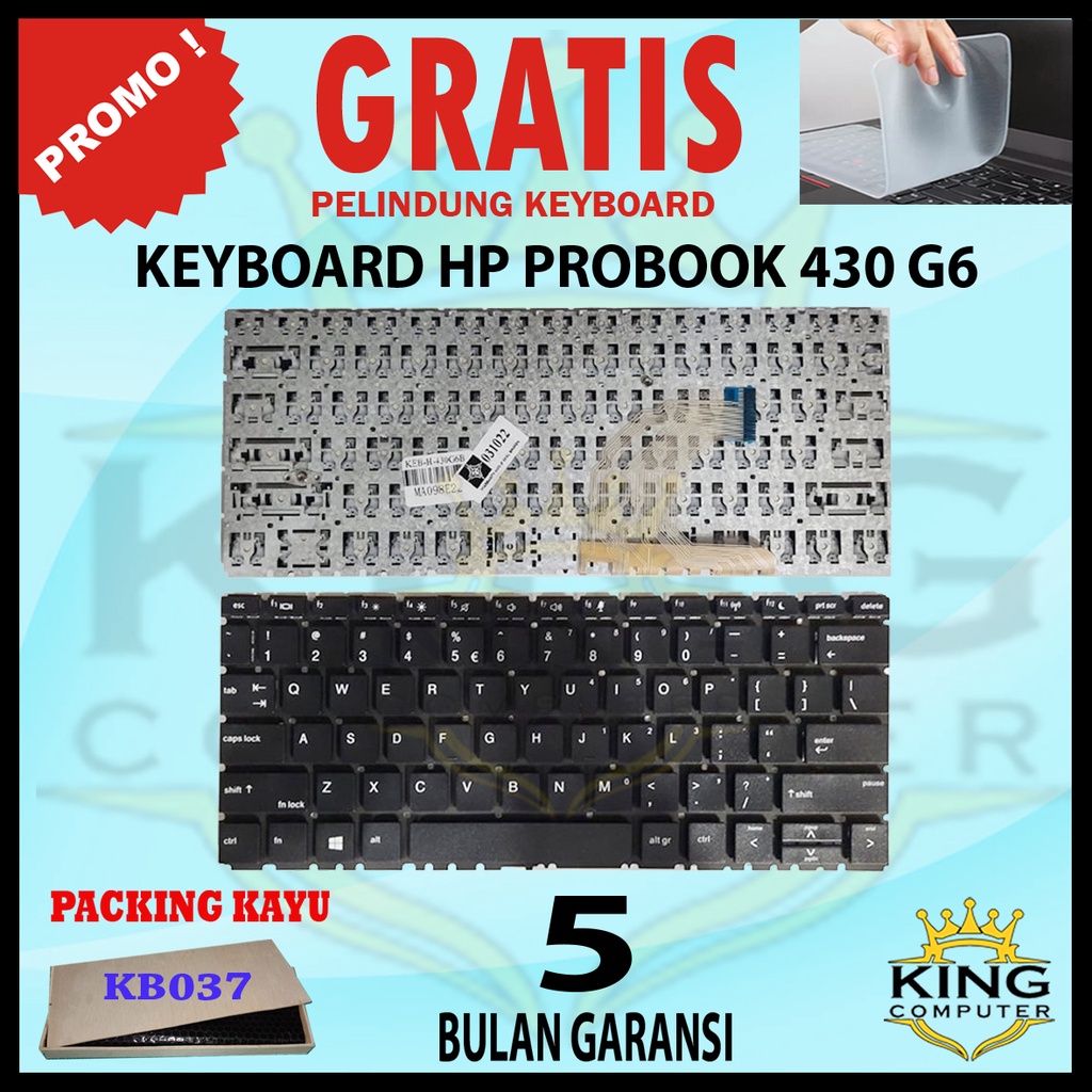 Keyboard HP ProBook 430 G6 435 G6 Series US Black GRATIS PELINDUNG KEYBOARD