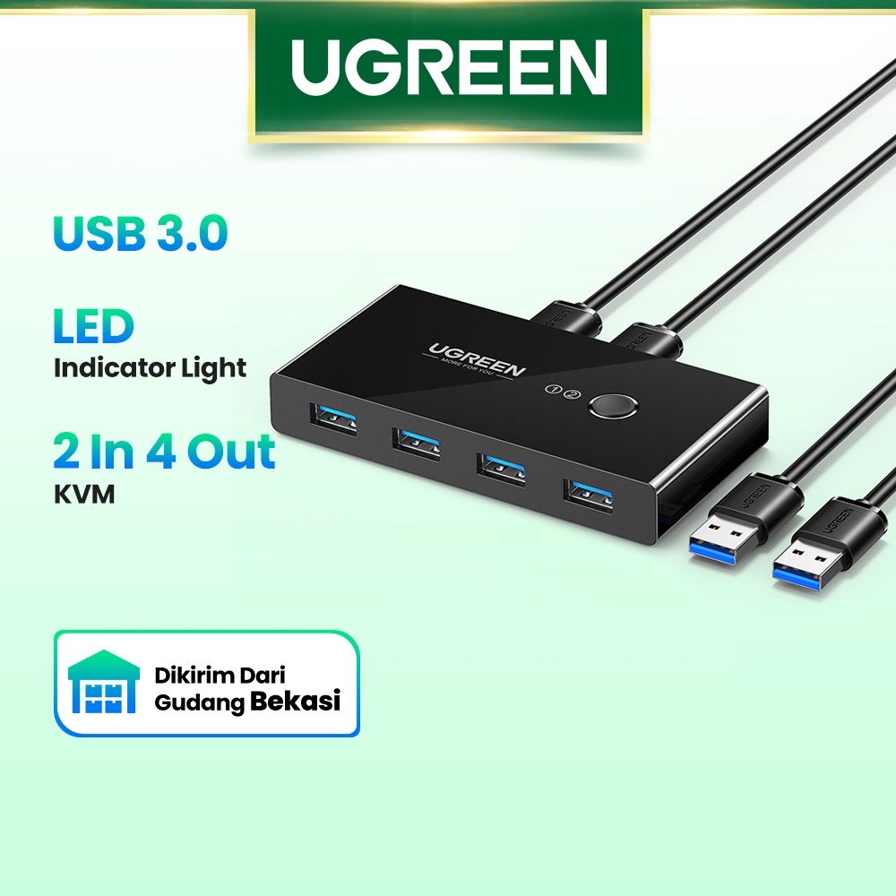 【Stok Produk di Indonesia】Ugreen  Switcher KVM USB 3.0 2.0 Untuk Keyboard / Mouse PC Windows10 4 Perangkat