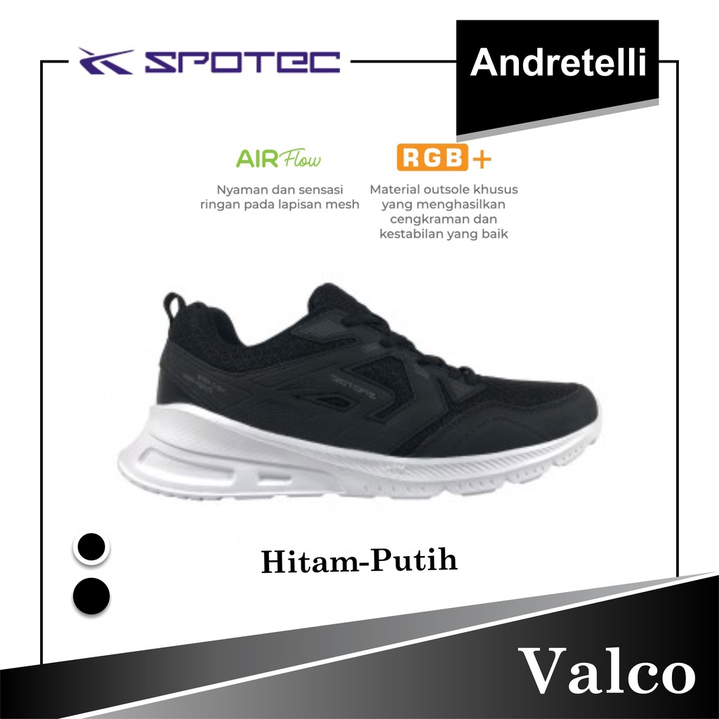 SPOTEC VALCO Sepatu Sekolah HITAM / PUTIH