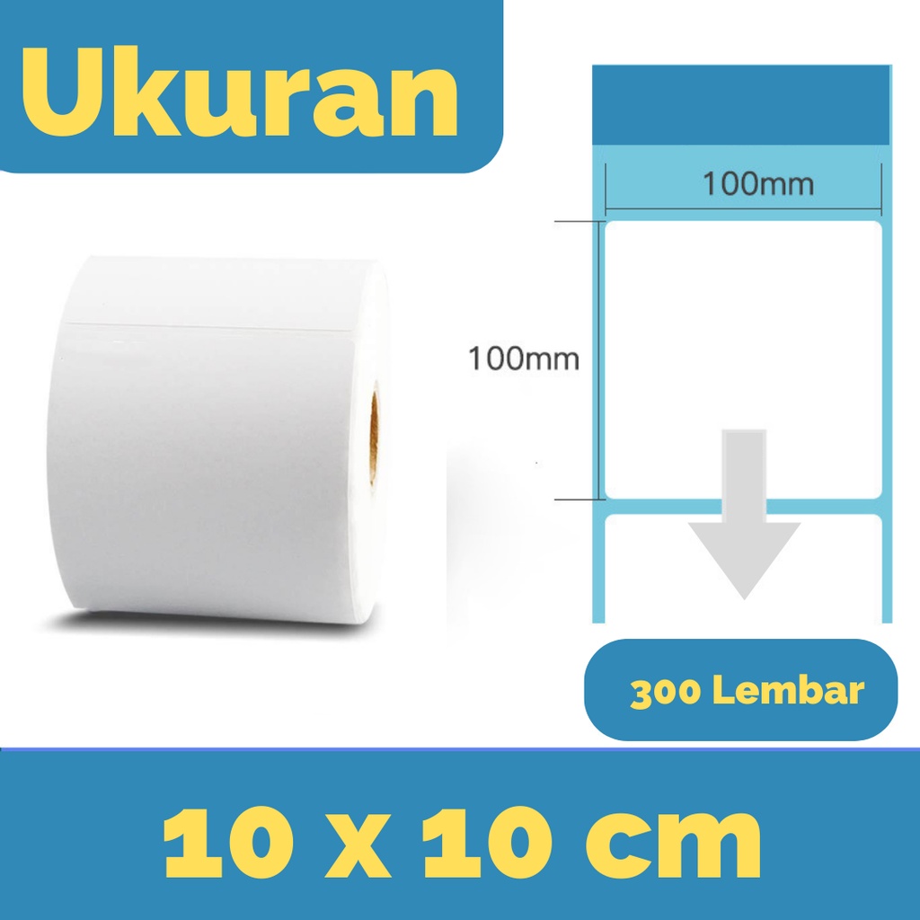 100x100 Label Sticker Thermal / Direct Thermal Sticker / Kertas Thermal / Label Thermal / Kertas Stiker Resi / Kertas Printer 500 lembar 300 lembar 100*100