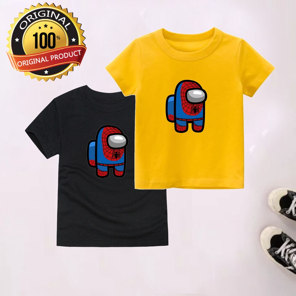 PVJ - Kaos Anak Karakter Spiderman Motif Among Us baju Tangan Pendek Anak