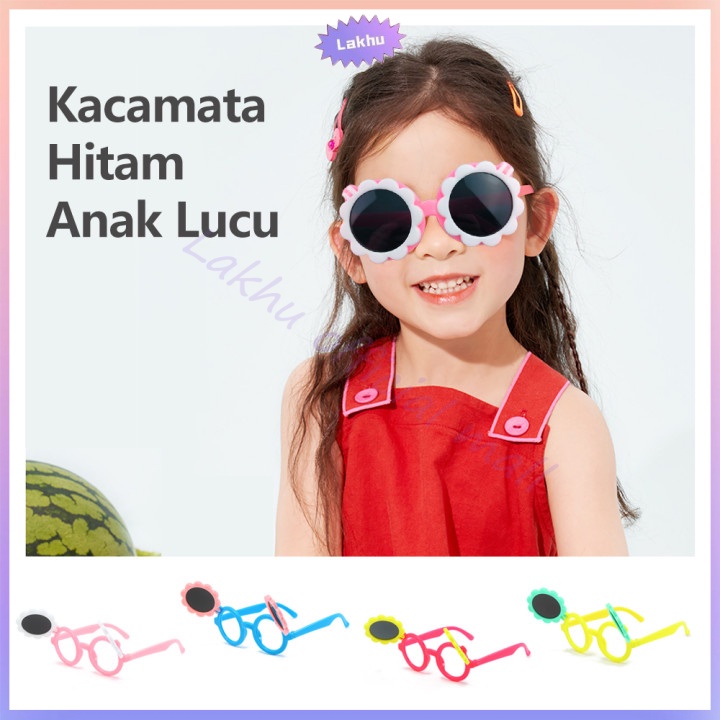 Lakhu Terbaru Bentuk Bunga Matahari kacamata hitam anak anti radiasi lucu New trend