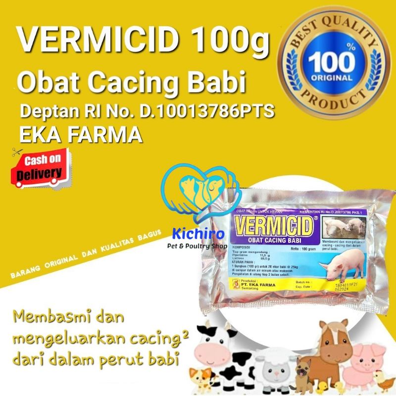Vermicid isi 100 gram Eka Farma Obat Cacing Untuk Hewan Babi