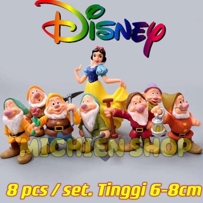 Action Figure Set Snow White Topper Kue Putri Salju dan 7 Kurcaci