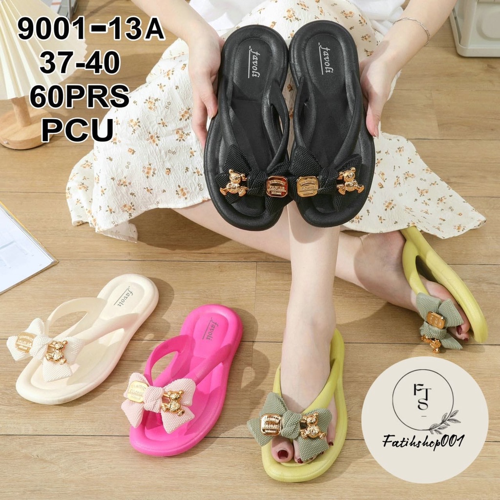 Sandal jepit wanita dewasa model pita zibbits bear karet jelly 9001+13 (36-40)