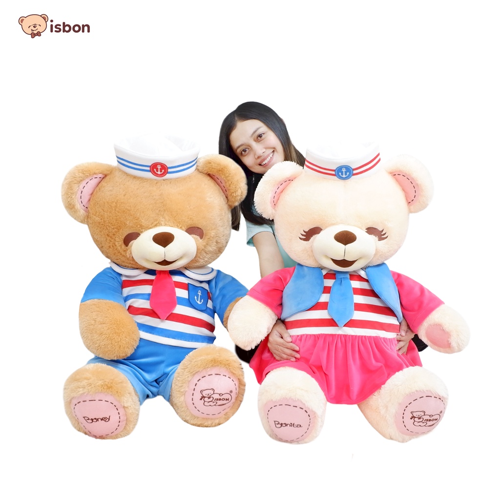 ISTANA BONEKA Beruang Jumbo kostum Pelaut Nahkoda Couple Bear Sailor Boney Bonita Pesiar Lucu 78CM SNI Untuk Kado Ulang Tahun dan Hadiah Anniversay LDR High Quality SNI pelaut popeye nahkoda pesiar