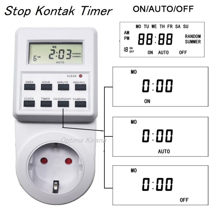 Over Steker Timer Stop Kontak Digital LCD Program Switch 220V Outlet