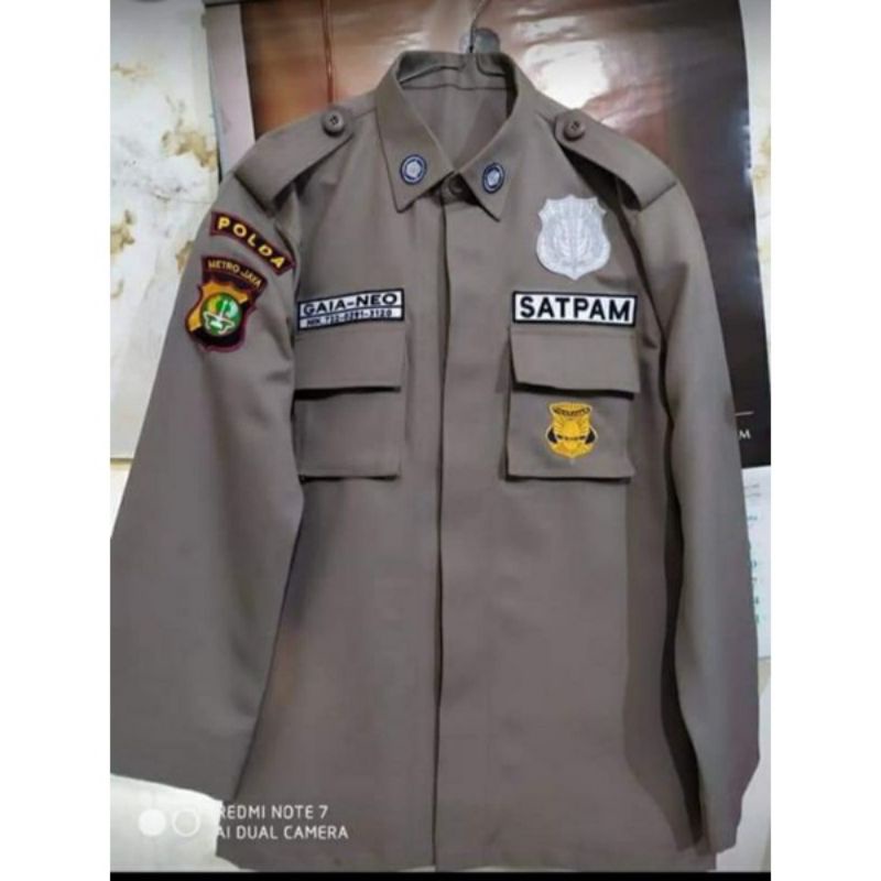 Atasan satpam security PDL PDH coklat polri coklat tua bahan tebal atasan pdh lengan pendek dinas kantor atasan pdl lengan panjang model terbaru celana satpam pdh baju satpam coklat terbaru 2023 seragam atasan bawahan bahan American drill original cod