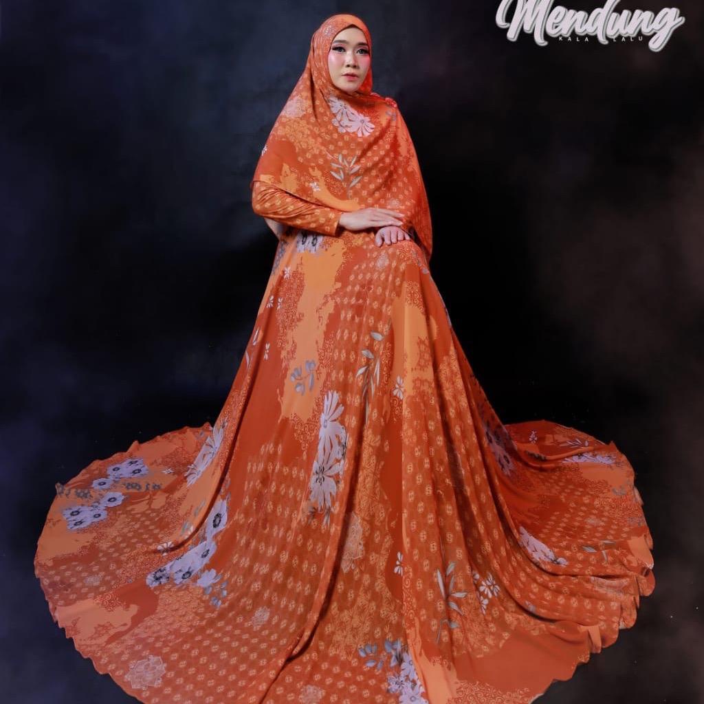 Gamis Syari premium Ceruty mix jersey Pastan orange