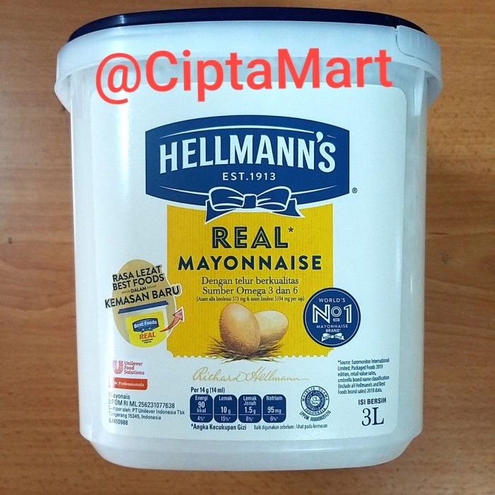 

MAYONNAISE / MAYONAIS HELLMANN'S REAL MAYONNAISE 3 LITERV