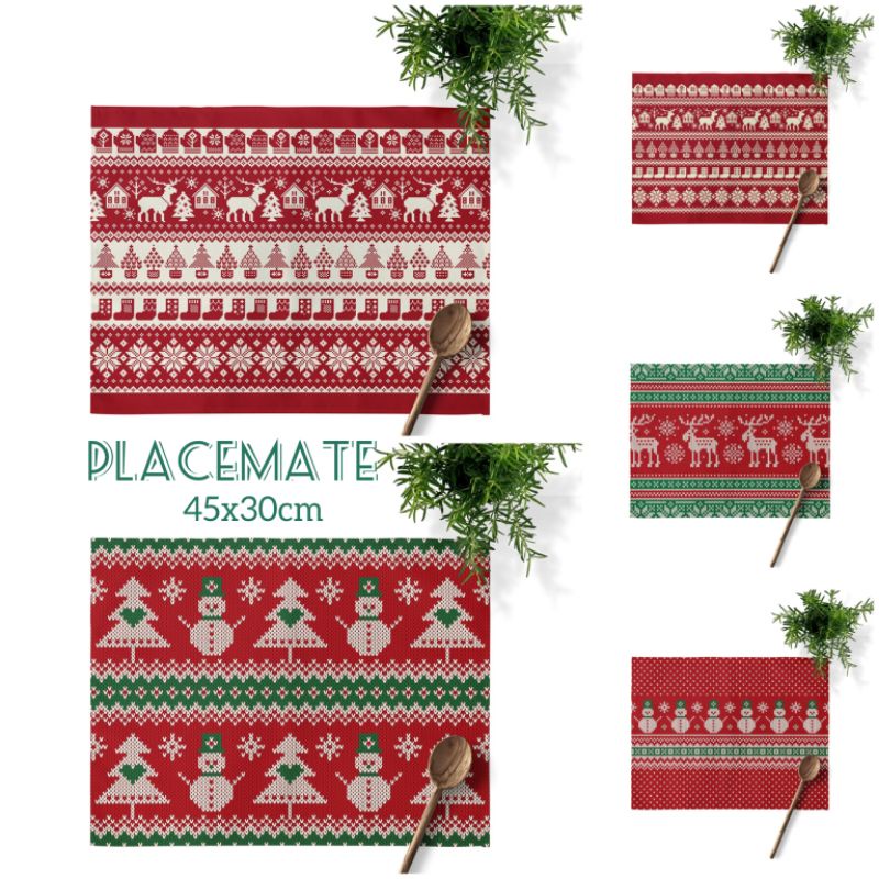 PLACEMAT ALAS MAKAN TEMA NATAL CHRISTMAS 45X30 CM
