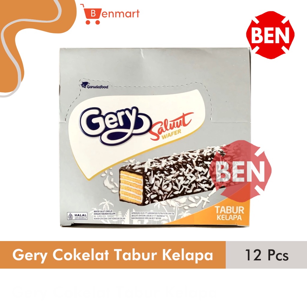 

Gery Saluut Wafer COKELAT TABUR KELAPA 1 Box 12 Pcs Chocolatos 2000