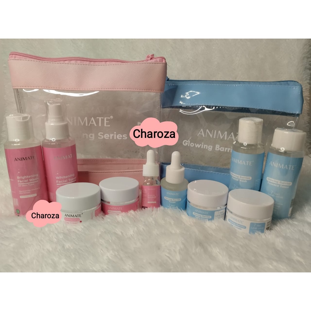 ☘️ CHAROZA ☘️ ANIMATE Instant Whitening / Glowing Barrier / Acne Series 5 in 1 Paket Set Kecantikan